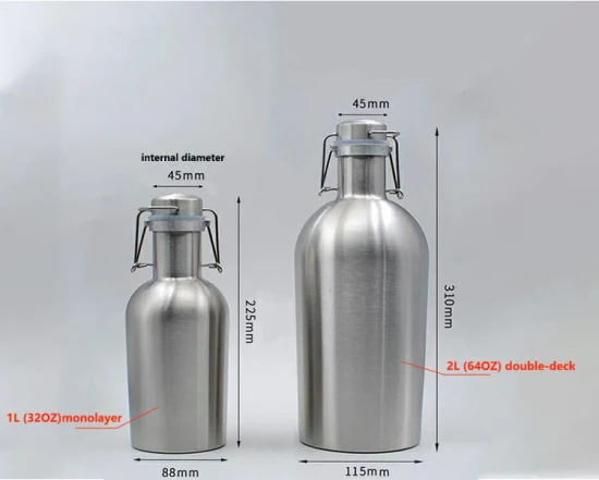 Barril de acero inoxidable Pera Carbonated Growler 64 Oz 1.9L/ 128oz 3.8L