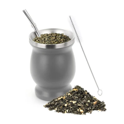 2021 Taza de consumición personalizada de la yerba mate del té del café con la paja de la bombilla del acero inoxidable