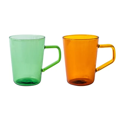 Breve diseño termo para beber, cocinar, vaso colorido con asa, taza de café